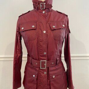 Women's Brick Red Waxed Cotton Barbour Jacket, Size 8